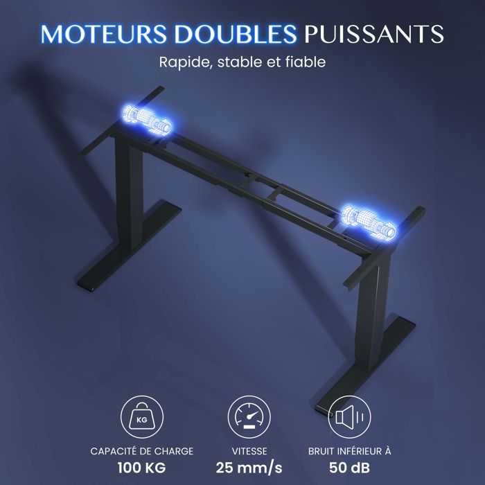 FlexiSpot E5-Lite Bureau Assis-Debout Électrique, 2 Moteurs, 3 Colonnes,Hauteur Réglable,Charge 100 kg,Mémoire, Anti-Collision, Noir