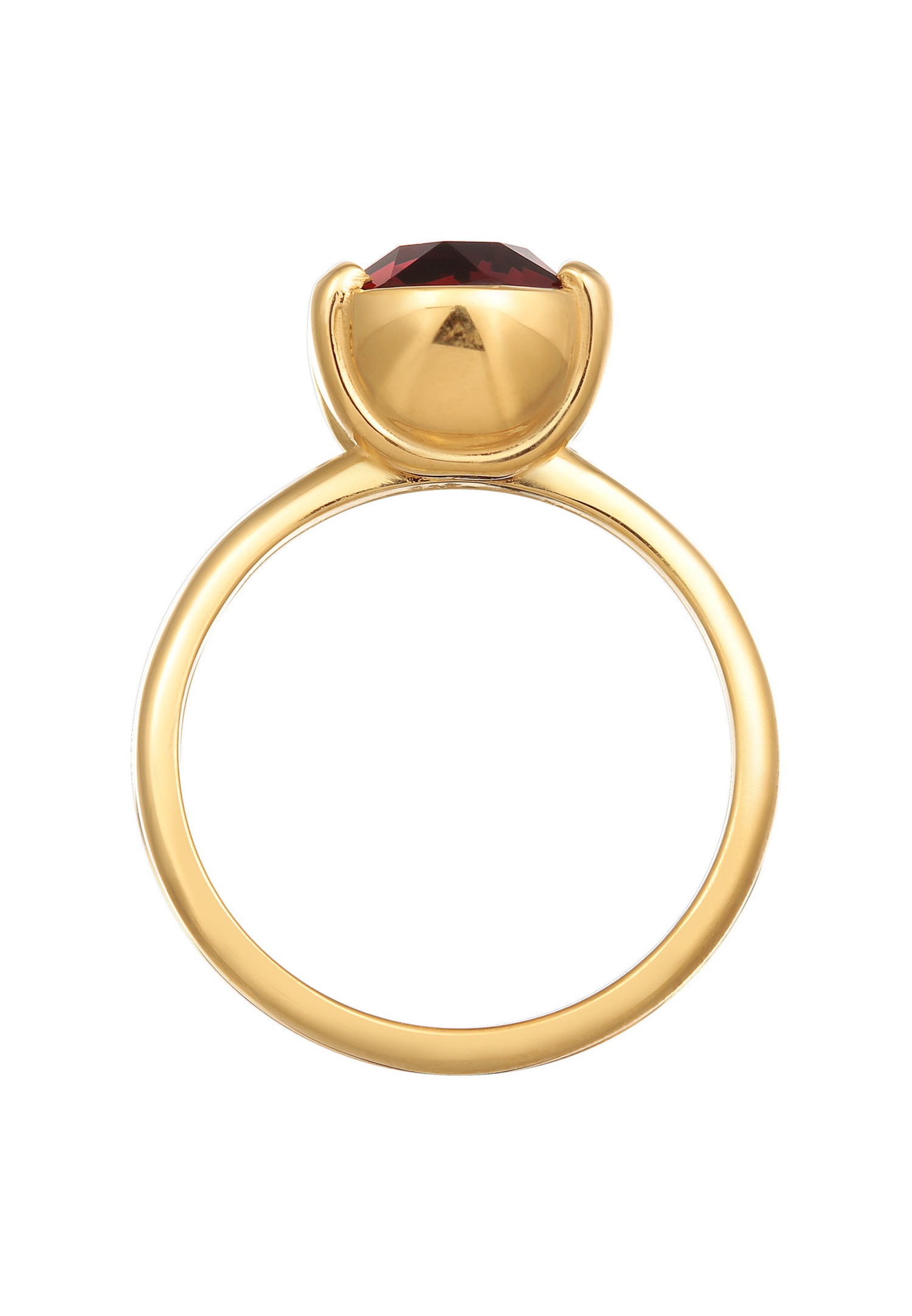 Elli Femmes Solitaire Elégant avec Cristaux Rouge foncé en Argent Sterling 925 Plaqué Or