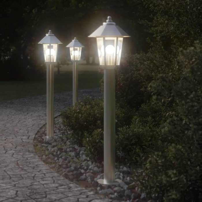 vidaXL Silver Outdoor Floor Lamp 80 cm Stainless Steel, Outdoor Ground Lighting, Garden Ground Lighting, 4006381
