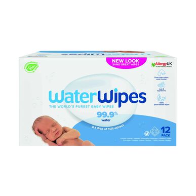 Toallitas húmedas orgánicas Waterwipes, paquete de 12 x 60 unidades.