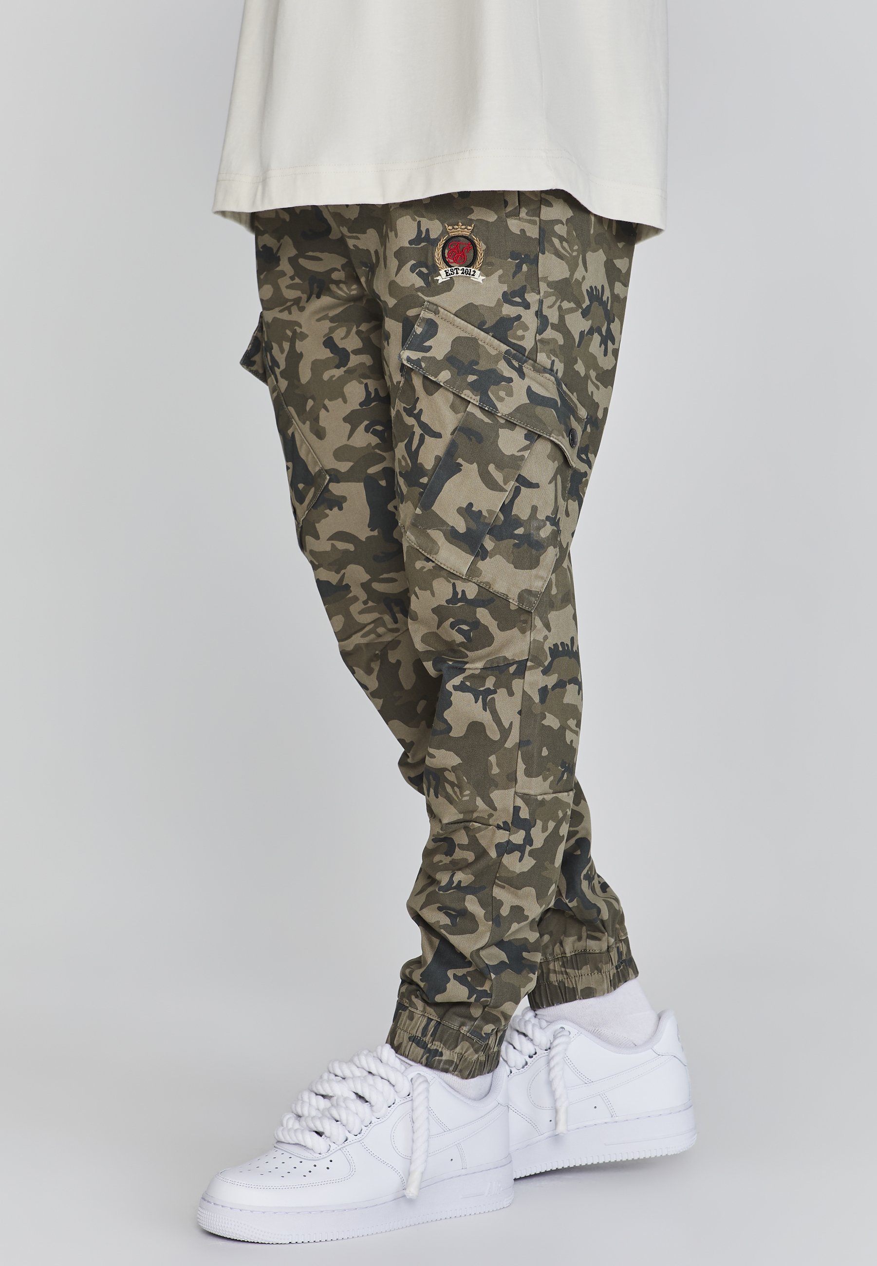 SIKSILK Cargobroek - groene camouflage