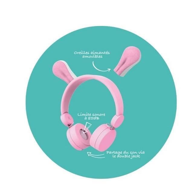 Casque audio enfant Kidyears - Devil - Kidywolf - Blanc/Multicolore - Limitation sonore à 85dB