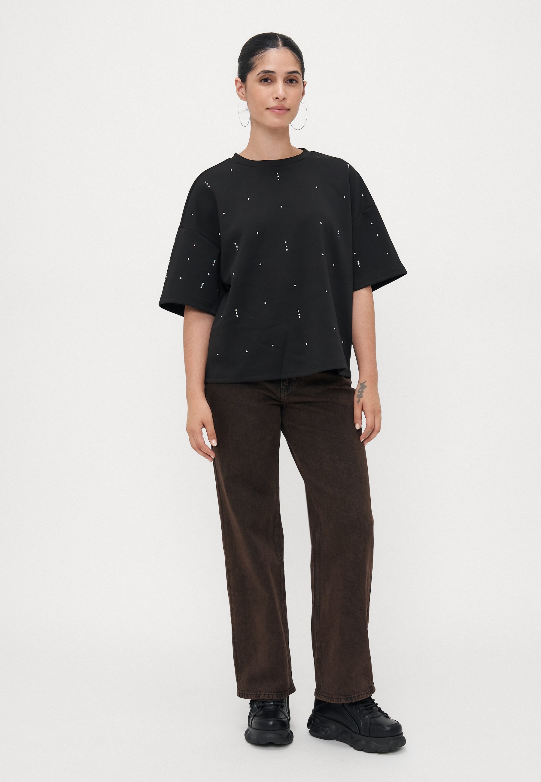 ONLY Petite ONLEDEL SPARKLE - T-shirt met print - zwart