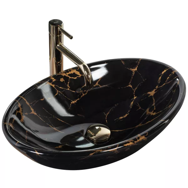 Umywalka Nablatowa Pamela Marble Shiny Czarna - Rea