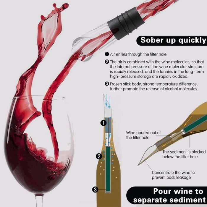 Abrebotellas - Acero inoxidable - Aireador de vino - Diseño contemporáneo - Regalo para amantes del vino