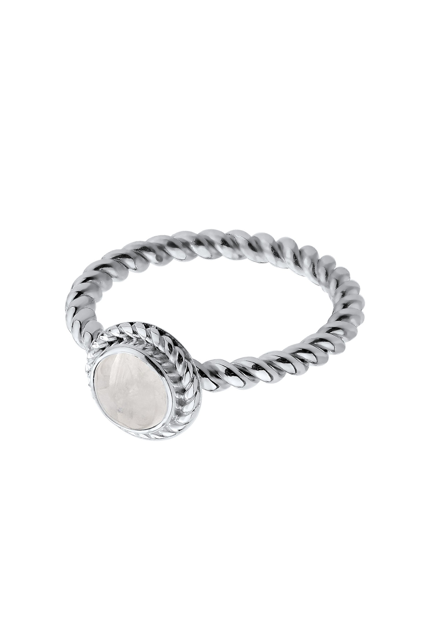 Nenalina Femmes Solitaire Torsadé avec Pierre de lune précieuse blanche en argent sterling 925