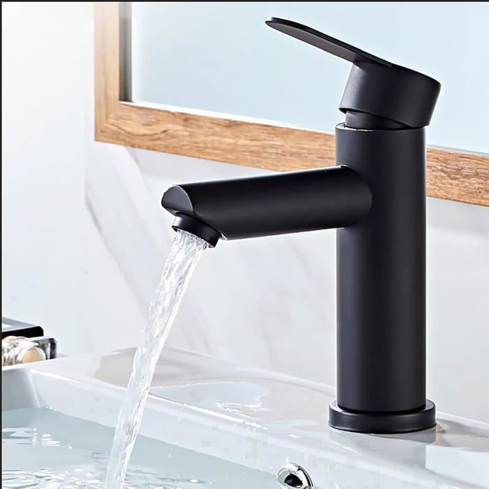 Black hot and cold bathroom and basin taps, single lever black basin mixer tap, countertop bathroom sink tap