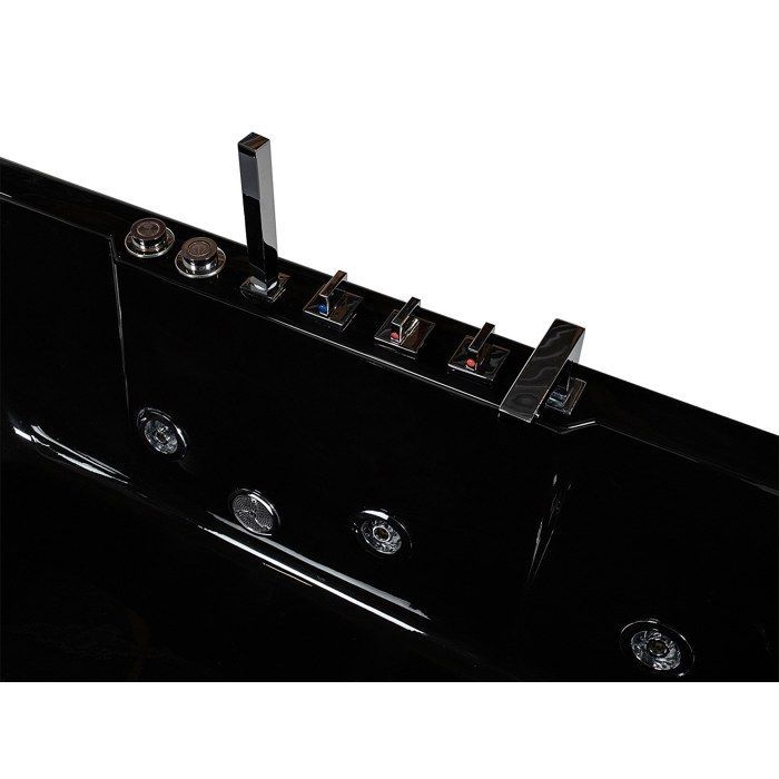 Vasca idromassaggio con frontale in vetro - 170 x 80 x 57 cm - Nera - Angolo sinistro - Capacità 1 persona - 263 L - ARIA