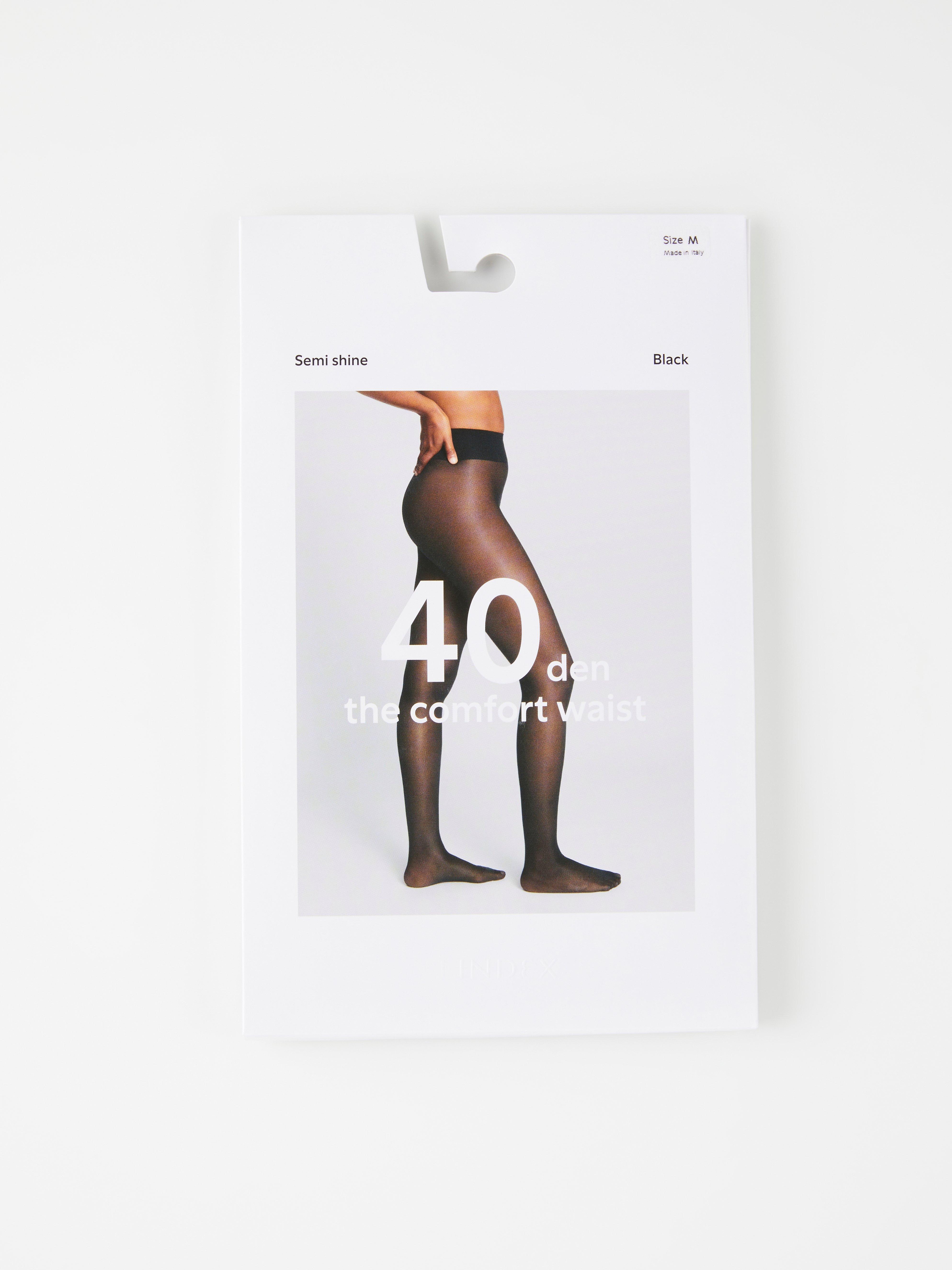 Pololesklé punčocháče Comfort waist 40 denier, černé