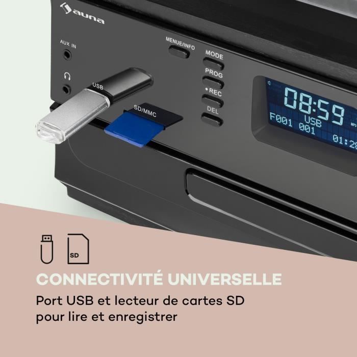 Sistema HiFi - AUNA - Oakland - Giradischi, CD, Cassette - Bluetooth, DAB+/FM, USB
