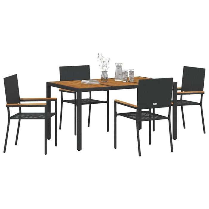 STAR SALE® Gartenmöbel-Set (5-teilig) – UV-beständig – Schwarzes Polyrattan, 150 x 90 x 75 cm, T84