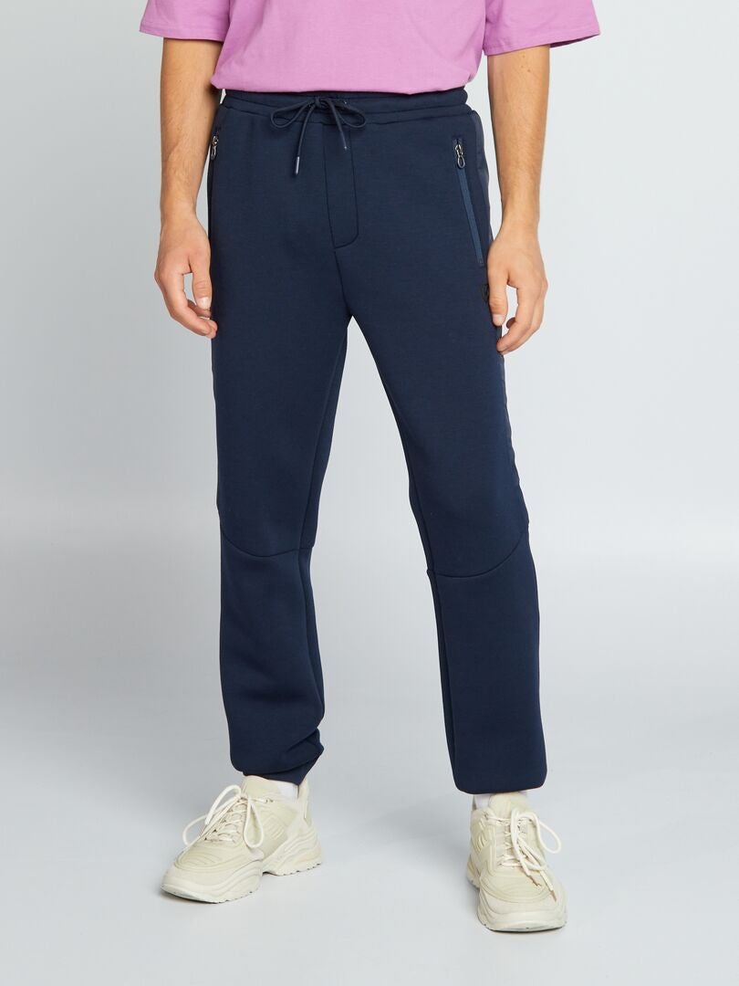 Joggingbroek van twee materialen - BLAUW
