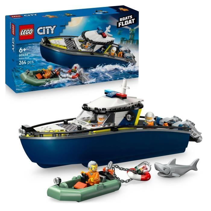 LEGO City 60456 La Course-Poursuite en Bateau de Police - Jouet pour Garçon dès 6 ans
