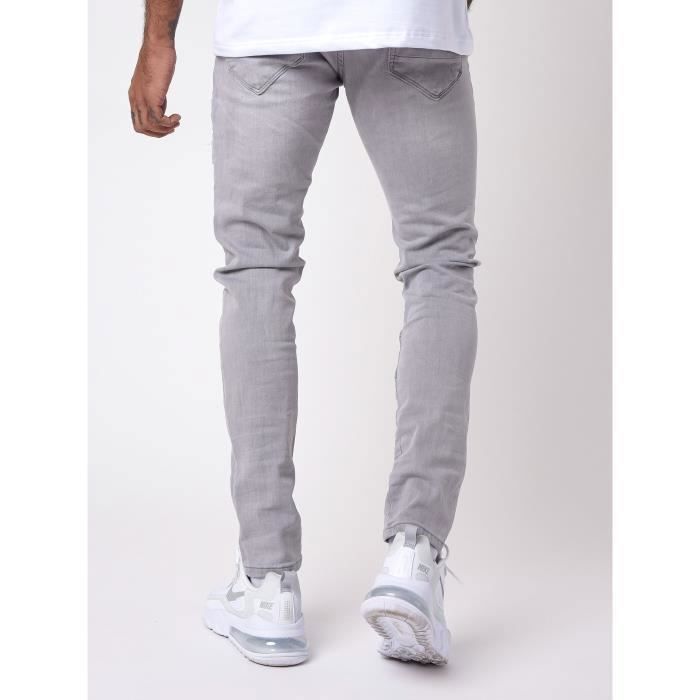 Jean slim avec empiécements style patch - PROJECT X PARIS - Homme - Gris clair