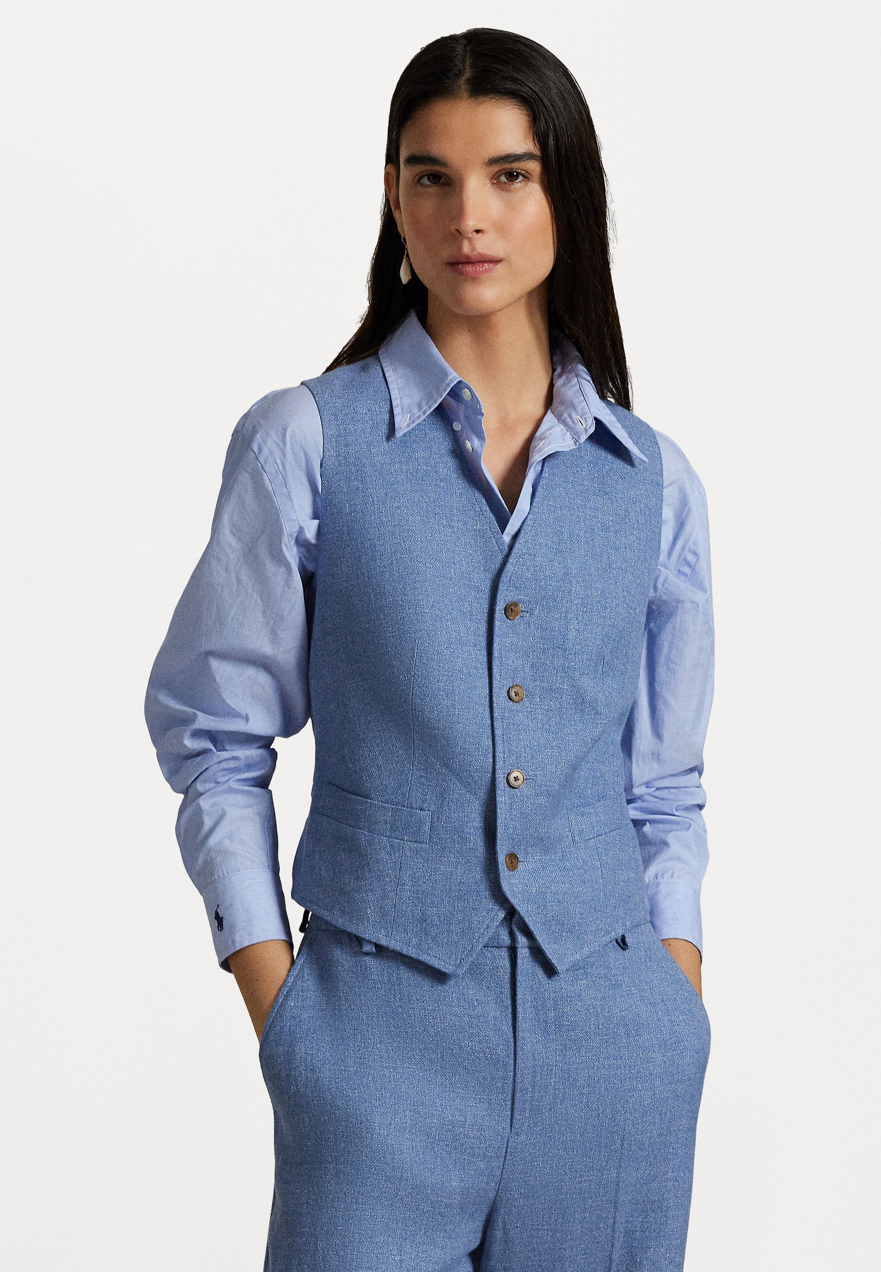 Gilet Polo Ralph Lauren en sergé de lin et coton - bleu
