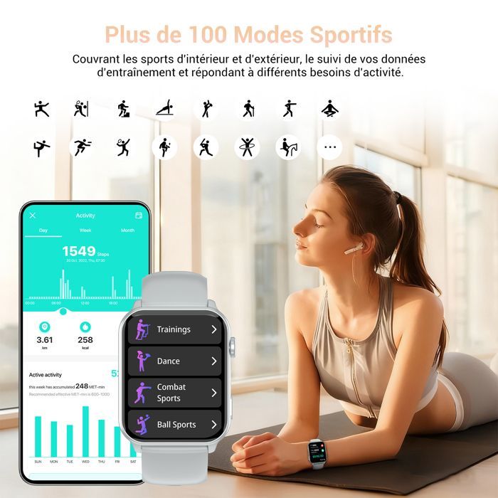 Smartwatch Blackview R30MAX per uomo e donna, tracker di attività da 1,91