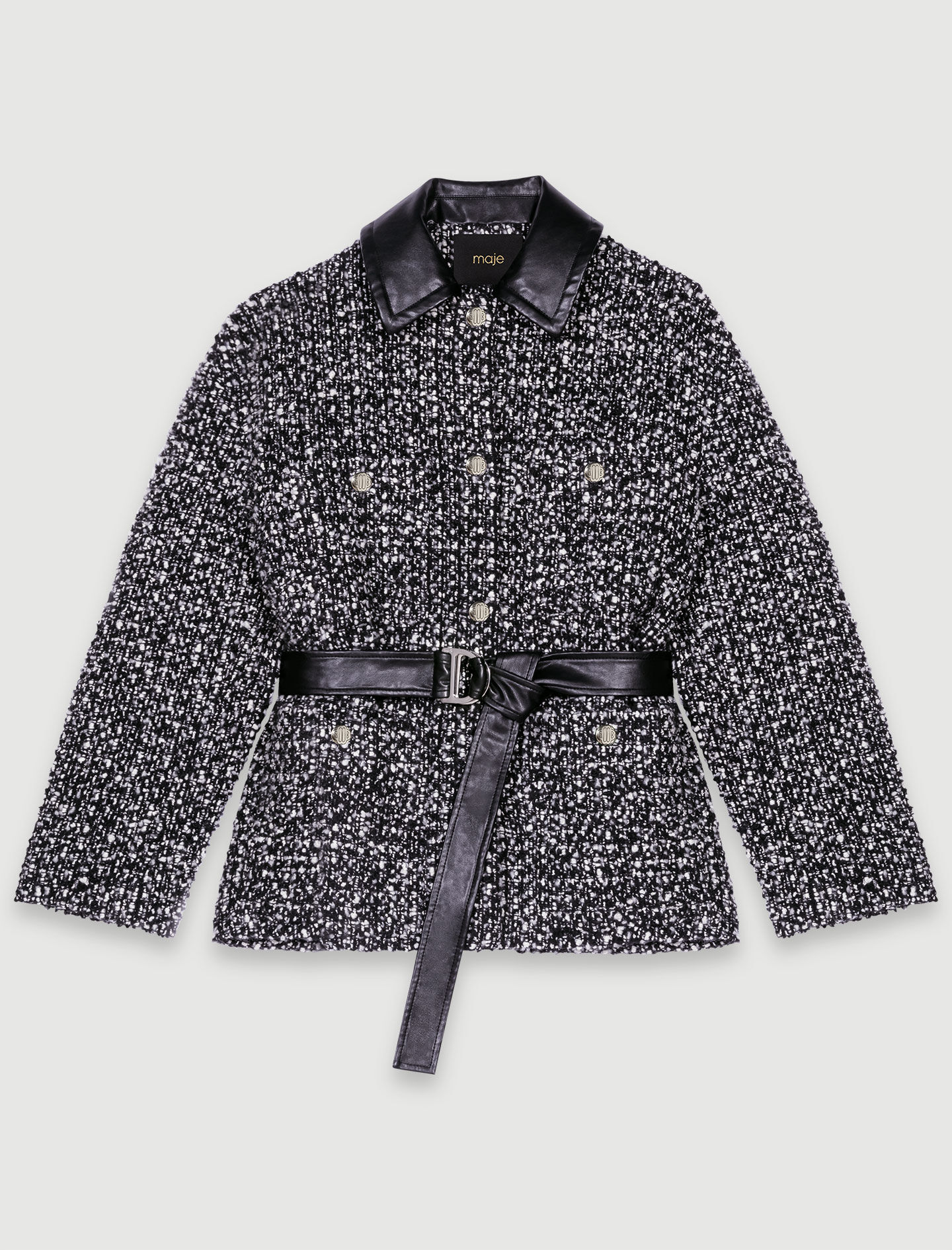 Palton scurt din tweed - Noir/blanc