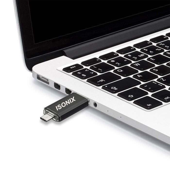 Clé USB 128 Go Type C 2 en 1 USB OTG Pendrive pour Samsung Huawei - Noir