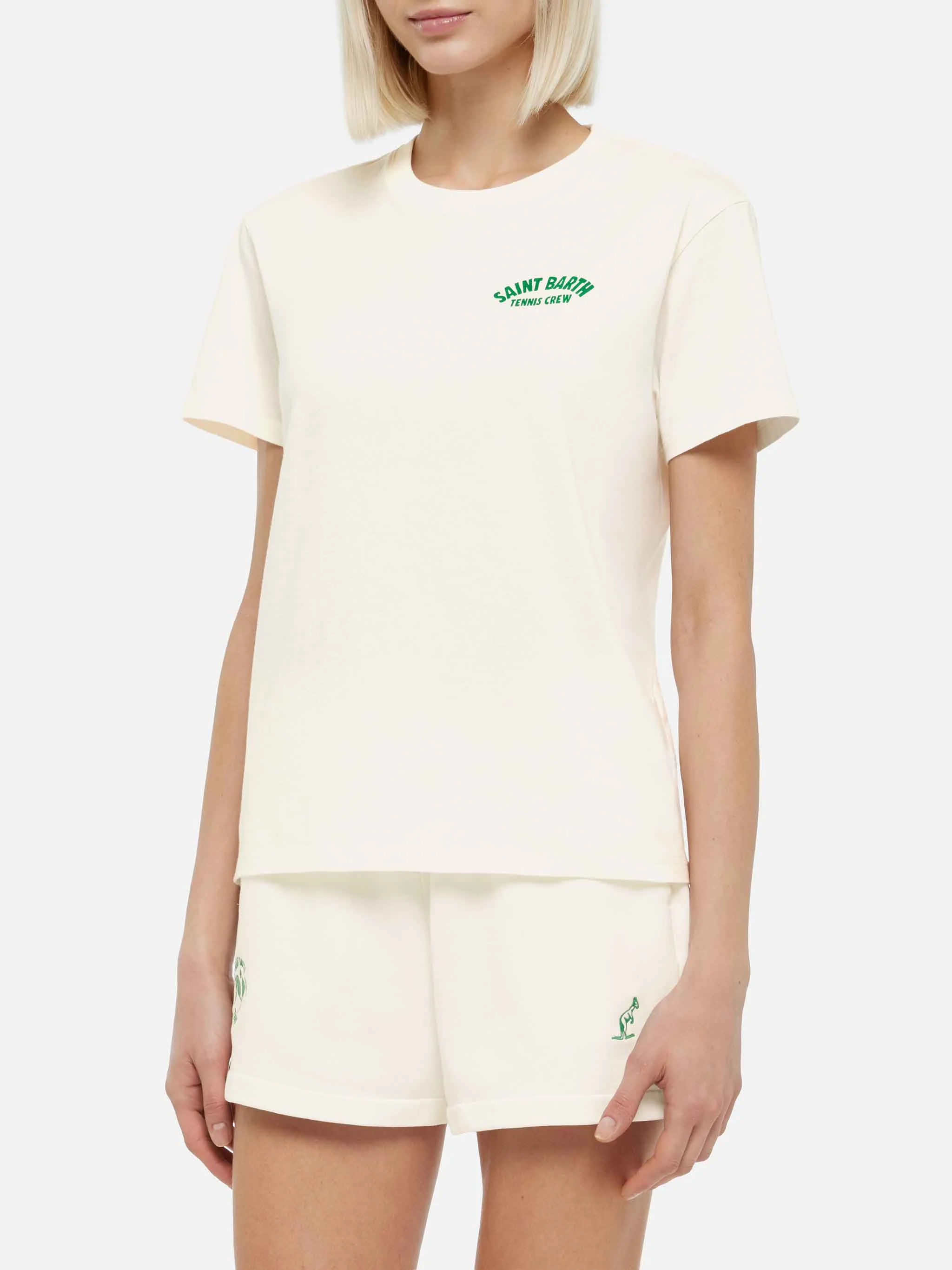 Emilie katoenen T-shirt met print van het Saint Barth tennisteam.