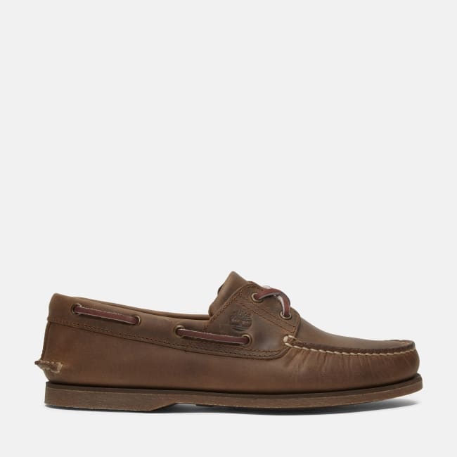 Scarpa da Barca in Pelle Classic da Uomo in                marrone scuro