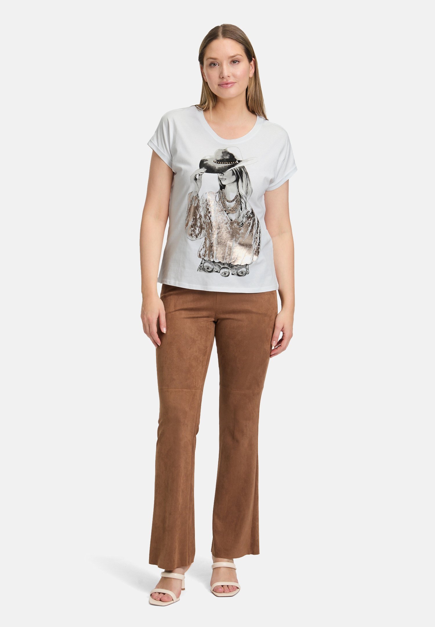 Betty Barclay CASUAL-MIT ÄRMELAUFSCHLAG - Print T-shirt - patch white brown