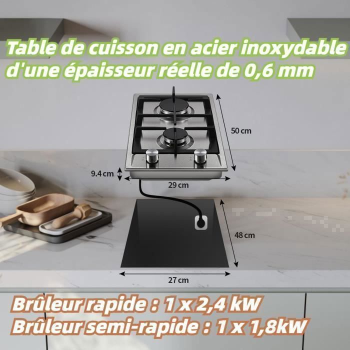 2-Burner Gas Hob, 2-Burner Stainless Steel Gas Hob, Built-in 2-Burner Gas Cooker, 4200W, Thermocouple Safety