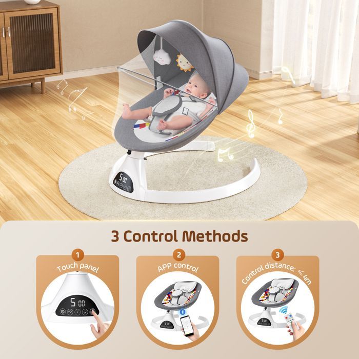 TTLIFE Electric Baby Swing, Electric Baby Bouncer, Baby Bouncer with Remote Control and Wireless APP Control