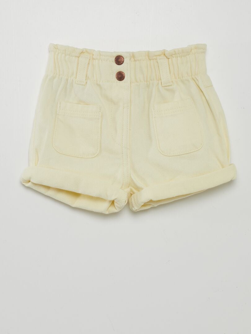 Gerimpelde denim shorts - GEEL
