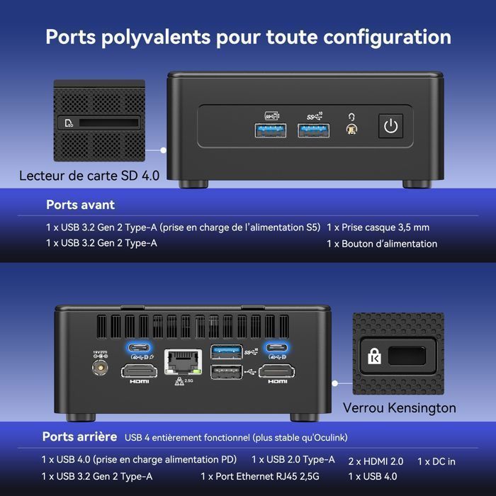 GEEKOM IT15 Mini PC IA Intel Core Ultra 9 285H (15e Gén) 32Go DDR5 & 1To SSD GPU WiFi 7 | 8K Windows 11 Pro