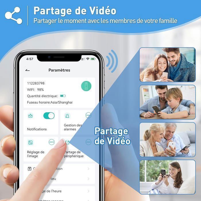 XTU 2K Sonnette sans Fil avec Caméra 2.4G WIFI  avec Support Multi-Angle, Détection Mouvement PIR,Vision Nocturne,IP66 Étanche