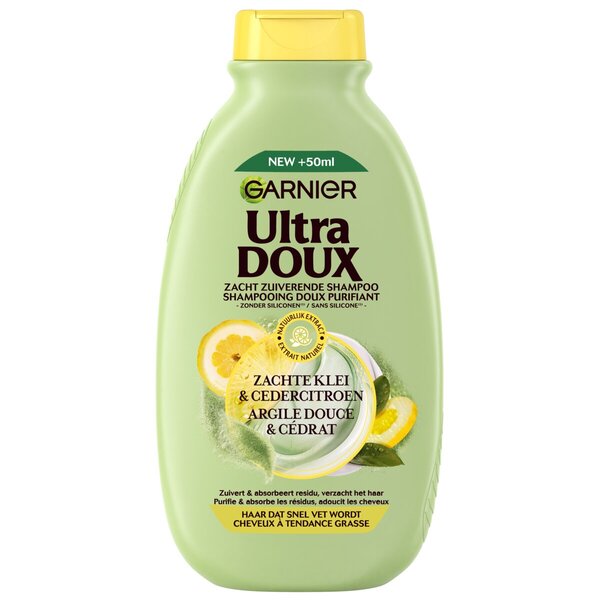 Garnier Ultra Doux - Șampon - Argilă delicată și lămâie de cedru - pentru păr care se îngrașă repede<br>300ml