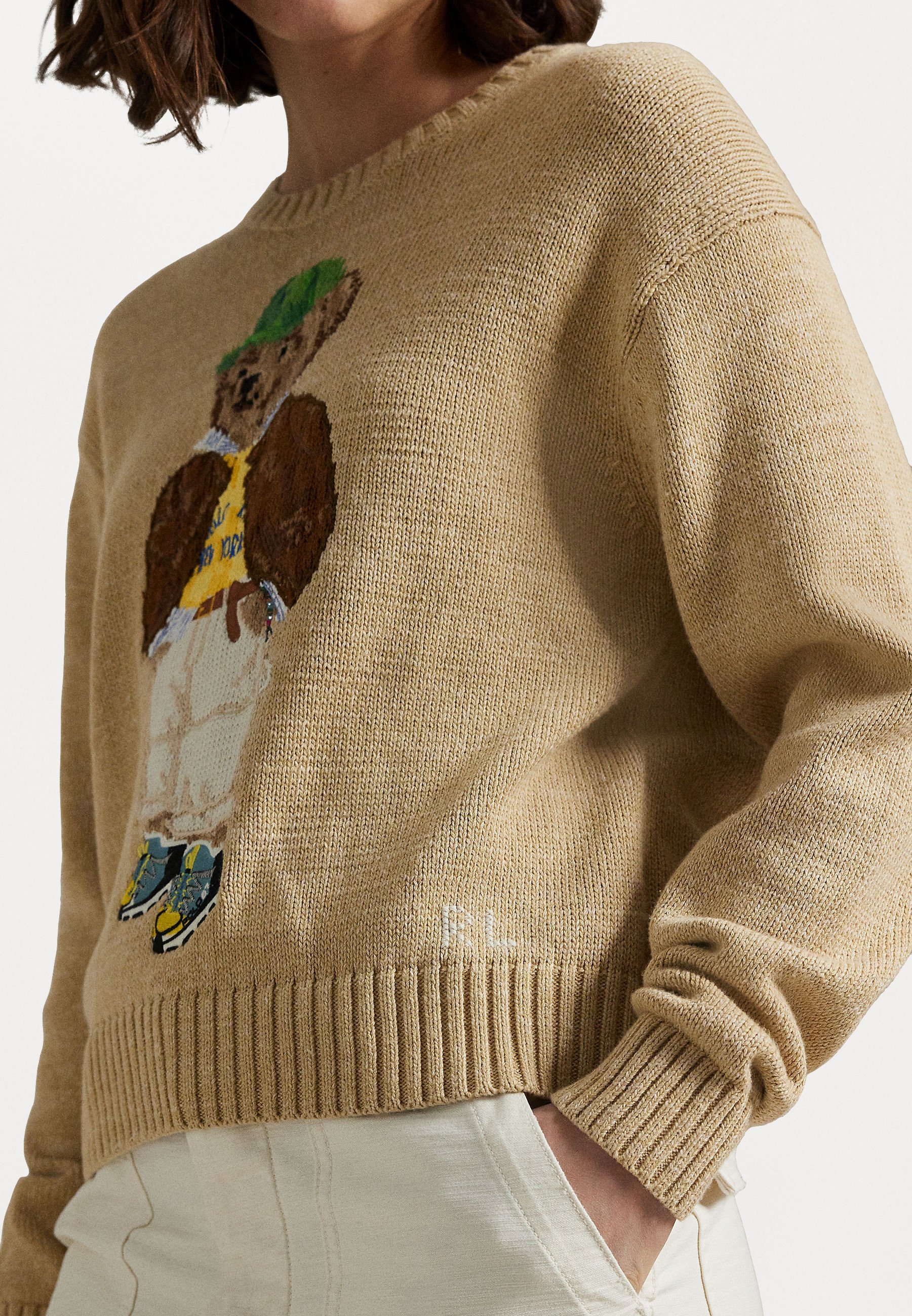 Polo Ralph Lauren POLO BEAR KATOENEN TRUI MET RONDE HALS - Trui - beige multi