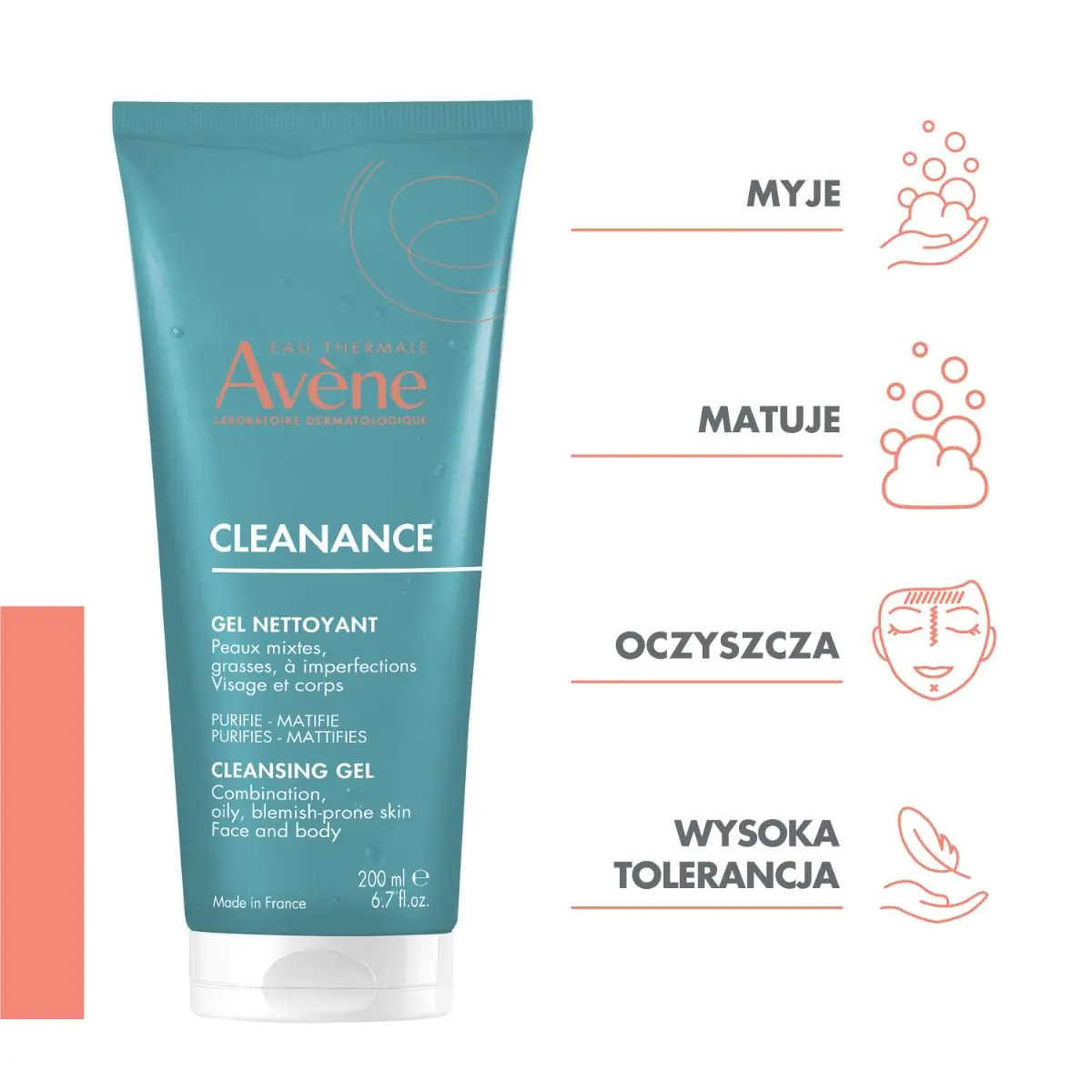 Avène Cleanance Żel oczyszczający do cery tłustej i trądzikowej, 200 ml