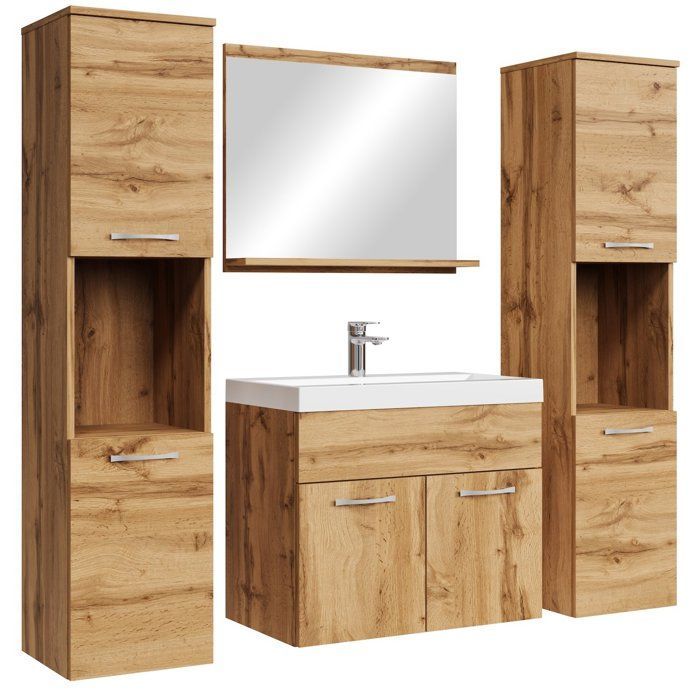 Conjunto de muebles de baño - Wotan - Montreal XL - Lavabo individual - Marrón