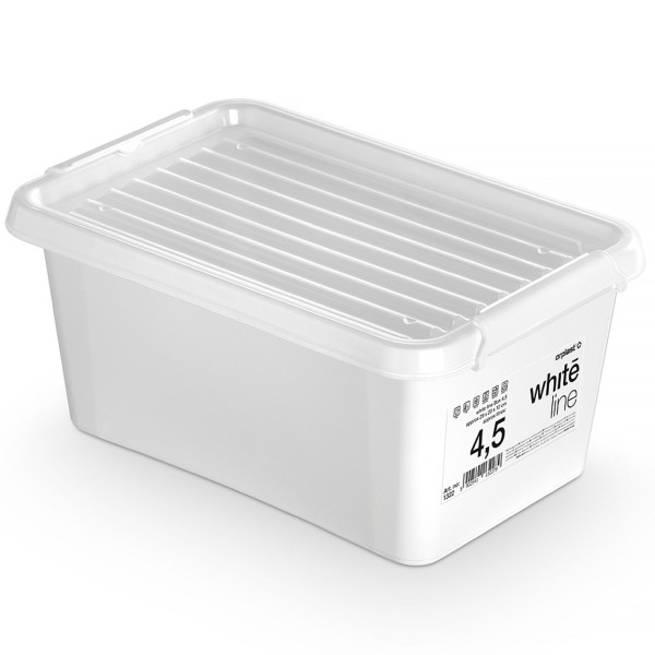 Pojemnik Pudło Plastikowe Z Pokrywą Biały 4,5 L