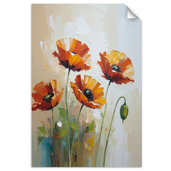 Naklejka na ścianę do salonu sypialni Feeby Czerwone Maki Kwiaty 20x30