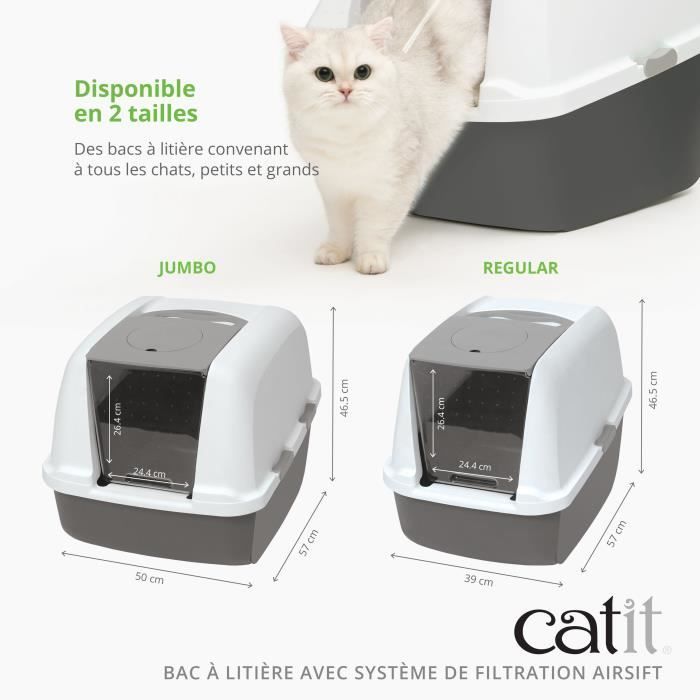 Kattenbak/kattenbak - CATIT - Airsift Jumbo - Geïntegreerd filtersysteem - L. 57 x B. 50 x H. 46,5 cm