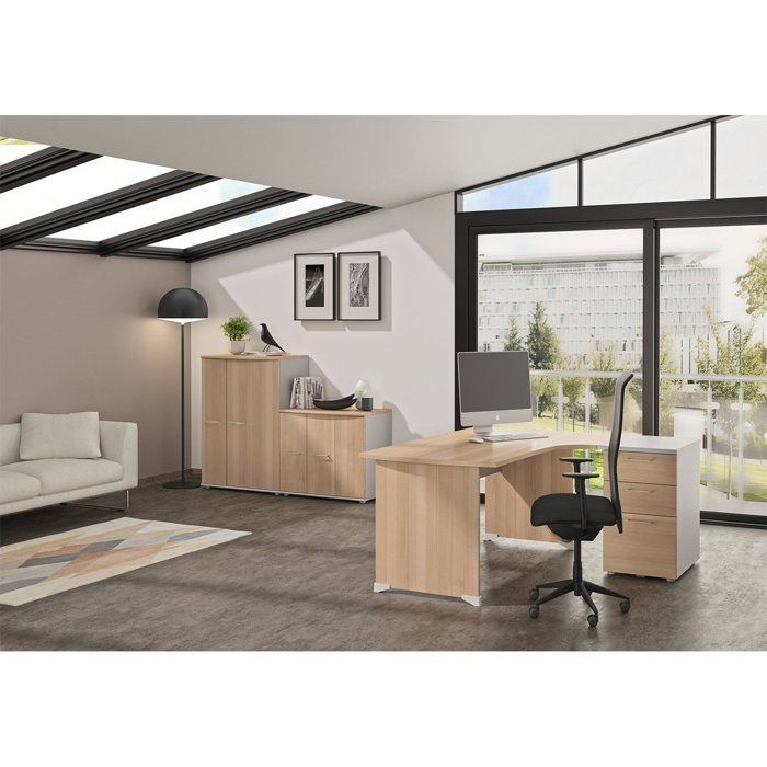 Mueble bajo de almacenamiento GAMI de 3 puertas - Estilo industrial - Aspecto de madera - Marrón