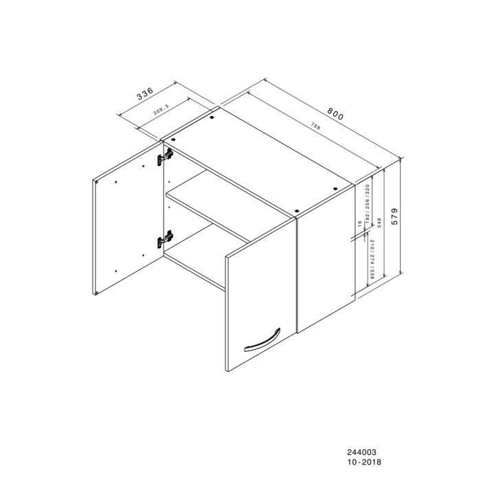 Mobiletto pensile OSLO a 2 ante - Bianco - L 80 x P 36 x H 58 cm