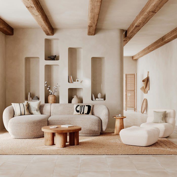 Poltrona in tessuto bouclé bianco - Teddy - Rendez-Vous Déco