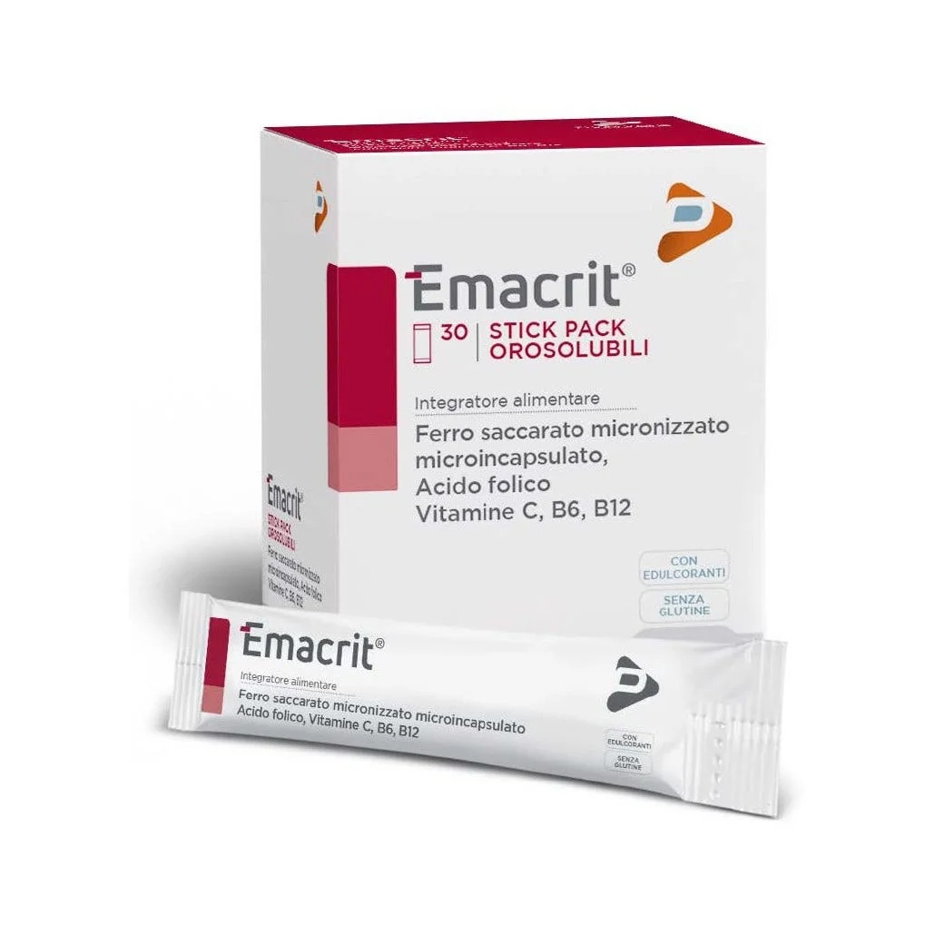 Emacrit ijzersupplement, 30 oplosbare sticks.