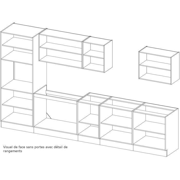 Cocina completa ULTRA con columna de horno y encimera incluidas - Ancho 300 cm - 9 módulos - Gris mate