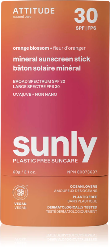 Protetor solar em bastão Attitude Sunly Orange Blossom Mineral