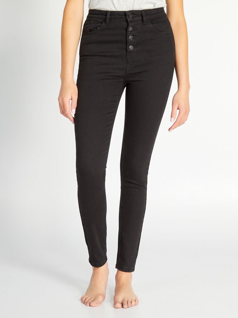 Calça jeans skinny de cintura alta - PRETA