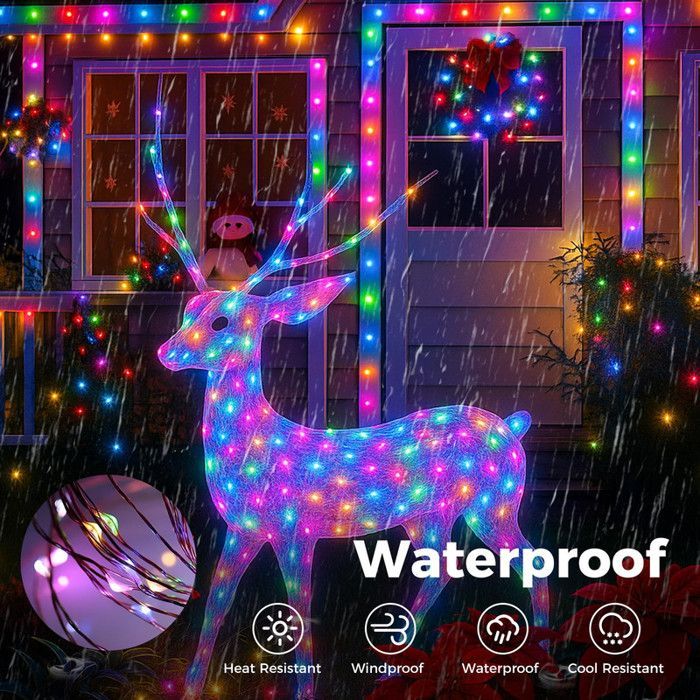 Guirlandes lumineuses Noël Extérieur Avec Prise Multicolore IP44 20m 200 LEDs,Mémoire/Timer,8 modes,Pour jardin/mariage/fêtes