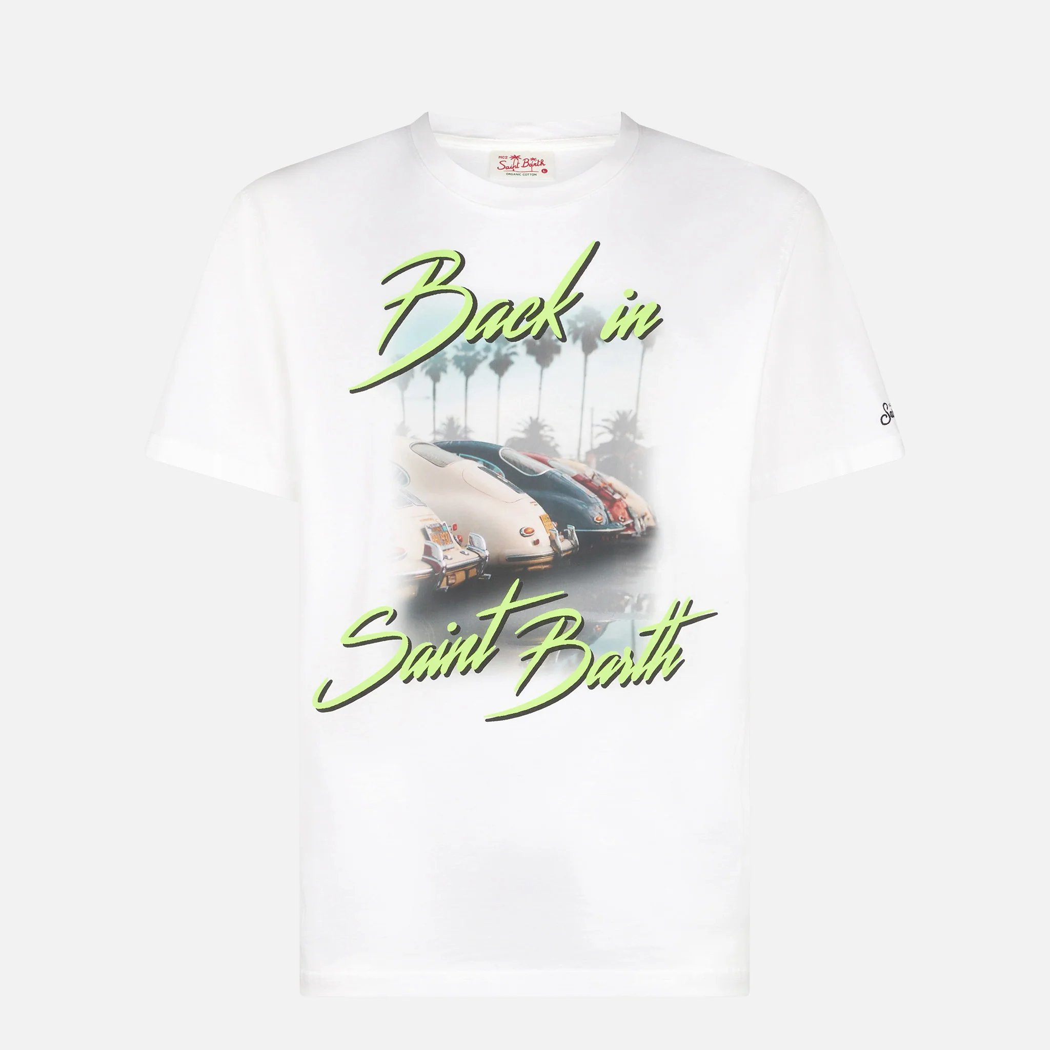 Heren katoenen T-shirt met Back in Saint Barth-print