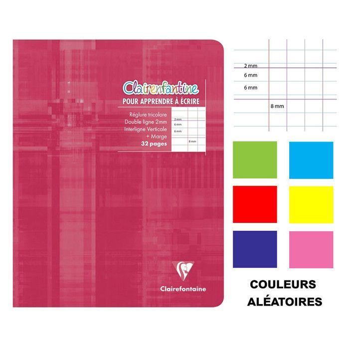 Quaderno di esercizi - CLAIREFONTAINE - 17x22 cm - 32 pagine - Righe doppie - Rosa