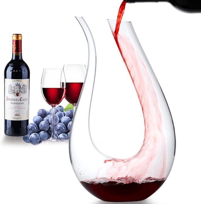 Wine Decanter - KCVV - 1.5L - Lead-Free Crystal - Integrated Aerator - Elegant Design