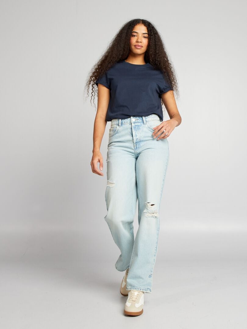 Rechte jeans met lage taille - BLAUW