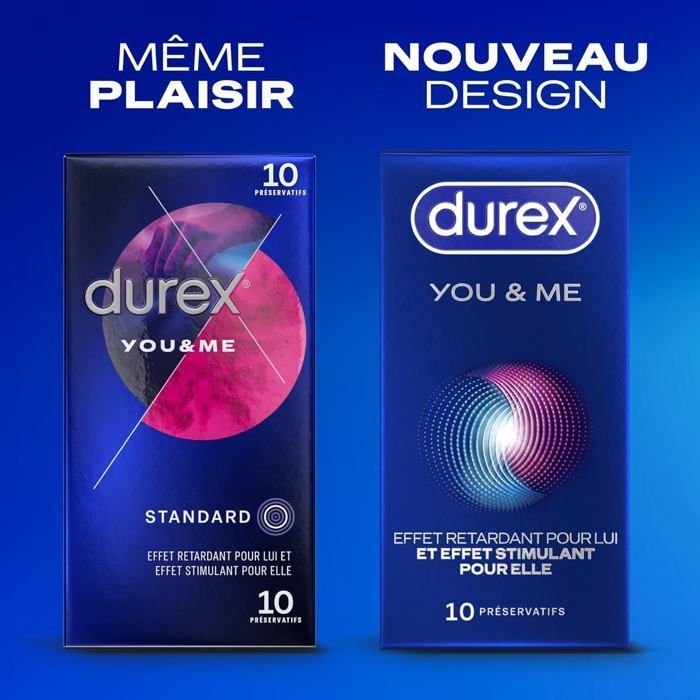 Durex YOU & ME - 30 Préservatifs - Retardant et Stimulant - Lot de 3 x 10 pièces